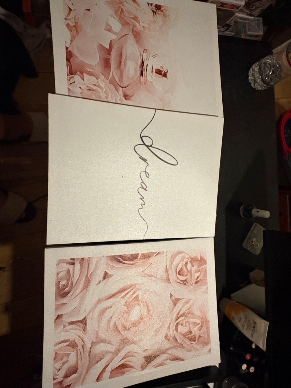 Pink Floral & 'Dream' 3-Panel Wall Art Set